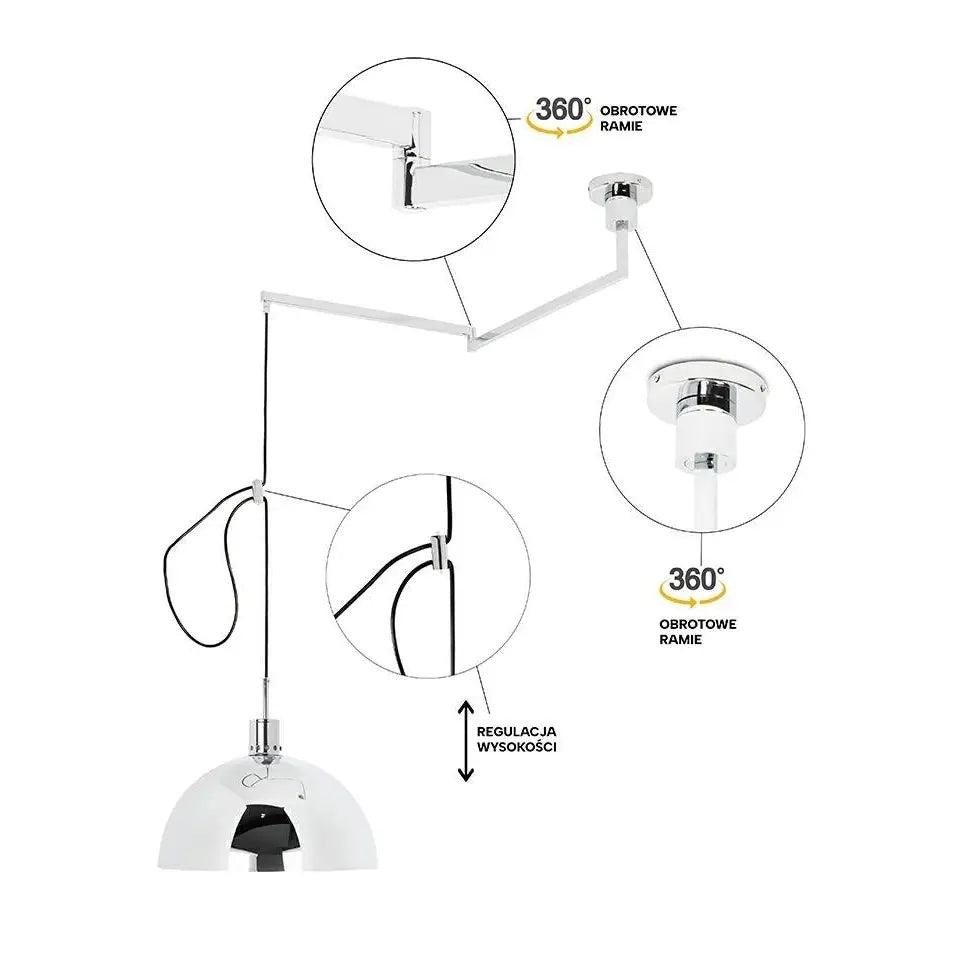 Taklampa - ROTA 360, silver/krom - produktbild av Taklampor från King Home | Arvande